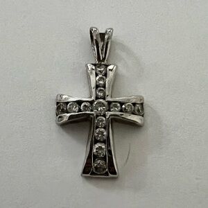 Vintage Cubic Zirconia Cross Pendant Bowed